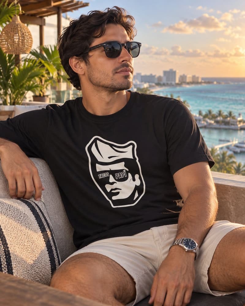 TACOS PAPI ANTEOJOS Hombre Cuello Redondo
